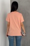 Women's Powder Leopard and Denim Detailed Buttoned Design Cotton T-Shirt - 5