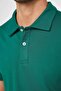 Men's Slim Fit Slim Fit 100% Cotton Patterned Green Polo Collar T-Shirt - 4