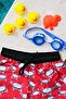 Boy's Red Crab Printed Waist Lace-up Swim Shorts - 3