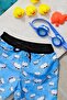 Boy's Blue Crab Printed Waist Lace-up Swim Shorts - 3