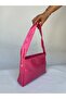 Bright Pink Medium Size Patent Leather Women's Shoulder Bag Single Column Strap Patent Leather Bag Zipper Closure Cherry - 2
