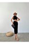 Women's Black Blouse and Skirt Double Summer Knitwear Set - 5