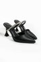 Black Satin Stone Detailed Heeled Shoes - 2