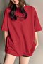 Unisex Red Crew Neck Thousand Printed Oversize T-Shirt