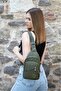 Women's Khaki Crinkle Fabric Bodybag Cross Chest and Shoulder Bag - 3