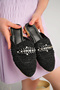 Women's Stoned Slippers Closed Front Straw Lace Knitted Dowry Daily Sandals
