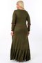 Embroidered V-Neck Tasseled Ruffle Skirt Long Sleeve Full Length Dress - 5