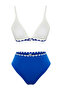 Cobalt Blue Triangle Embroidered High Waist Regular Bikini Set TBESS24BT00127 - 6