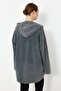 Antrasit Asit Yıkamalı Kapüşonlu Oversize Örme Sweatshirt TCTSS24TW00006 - 6