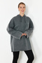 Antrasit Asit Yıkamalı Kapüşonlu Oversize Örme Sweatshirt TCTSS24TW00006 - 2