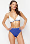 Cobalt Blue Triangle Embroidered High Waist Regular Bikini Set TBESS24BT00127 - 2
