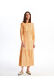 LCW Modest Shirt Collar Print Long Sleeve Women's Dress
