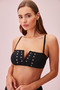 V-Neck Bead Detailed Bandeu Bikini Top