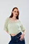 Ajurlu Oversized Sweater with Boat Neck and Short Sleeves - 2