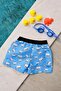 Boy's Blue Crab Printed Waist Lace-up Swim Shorts - 2