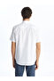 Classic Regular Fit Short Sleeve Linen Blended Men's Shirt - 5