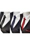 Black Navy Blue Red Color 3-Piece Dobby Tie and Handkerchief Set