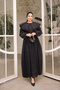 1421 Collar Detailed Lace Dress Black - 3