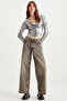 Arleen Women's Degaje Silver Coated Flexible Fabric Long Sleeve Crop Gray Bustier - 5