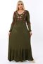 Embroidered V-Neck Tasseled Ruffle Skirt Long Sleeve Full Length Dress - 2
