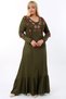 Embroidered V-Neck Tasseled Ruffle Skirt Long Sleeve Full Length Dress - 7