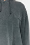 Antrasit Asit Yıkamalı Kapüşonlu Oversize Örme Sweatshirt TCTSS24TW00006 - 4