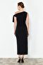 Siyah Fitted/Vücuda Oturan Örme Maxi Esnek Kalem Elbise TWOSS24EL00563 - 6