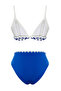 Cobalt Blue Triangle Embroidered High Waist Regular Bikini Set TBESS24BT00127 - 8
