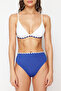 Cobalt Blue Triangle Embroidered High Waist Regular Bikini Set TBESS24BT00127 - 4