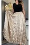 Honey Foam Wrinkled Satin Skirt with Elastic Waist - 5