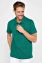 Men's Slim Fit Slim Fit 100% Cotton Patterned Green Polo Collar T-Shirt - 2