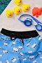 Boy's Blue Crab Printed Waist Lace-up Swim Shorts - 5