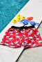 Boy's Red Crab Printed Waist Lace-up Swim Shorts - 4