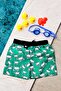 Boy's Green Crab Printed Waist Lace-up Swim Shorts