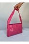 Bright Pink Medium Size Patent Leather Women's Shoulder Bag Single Column Strap Patent Leather Bag Zipper Closure Cherry - 4
