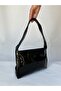 Shiny Black Medium Size Patent Leather Women's Shoulder Bag Single Column Strap Patent Leather Bag with Zipper Closure Cherry - 3