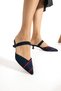 Mira Women's Navy Blue Red Detail Special Design Heeled Shoes - Slippers - Ballerinas - 3