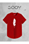 Unisex Red White Oval Cut Feather Design T-shirt Set of Two - 3