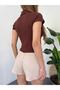 Women's Blouse - Fitted/Fitted Polo Neck Short Sleeve Camisole Crop Blouse - 8