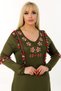 Embroidered V-Neck Tasseled Ruffle Skirt Long Sleeve Full Length Dress - 6