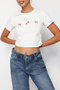 White Ribbon Detailed Regular Knitted T-Shirt TEDSS24TS00026 - 2