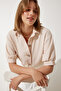 Women's Cream Balloon Sleeve Linen Ayrobin Shirt DD01321 - 2