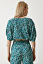 Women's Green Patterned Blouse Palazzo Knitted Set MC00264 - 7