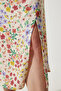 Women's Cream Tile Floral Slit Summer Viscose Skirt MX00165 - 5
