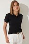 Women's Black Polo Neck Light Transparent Summer Knitwear Blouse YY00209 - 2