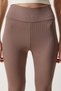 Women's Dark Beige High Waist Ribbed Knitted Leggings ZV00208 - 4