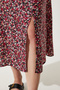 Women's Red Black Floral Slit Summer Viscose Skirt MX00165 - 7