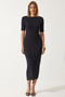 Women's Black Gather Detailed Summer Knitted Dress UB00269