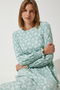 Women's Water Green Floral Summer Long Knitted Dress DD01322 - 3