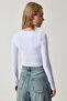 Women's White Indigo Blue Crew Neck Basic 2-Pack Crop Knitted Blouse OW00035 - 9